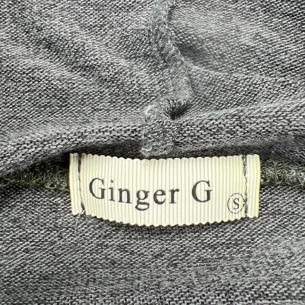 Ginger G Tunic Sweater Womens Small Heather Gray Stretch Cowl Neck High Low Hem